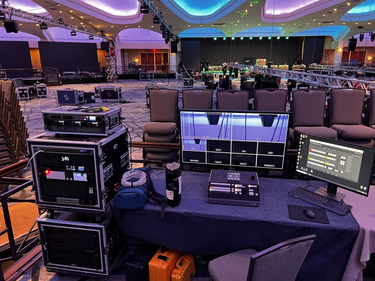 Video switcher and control desk in ballroom