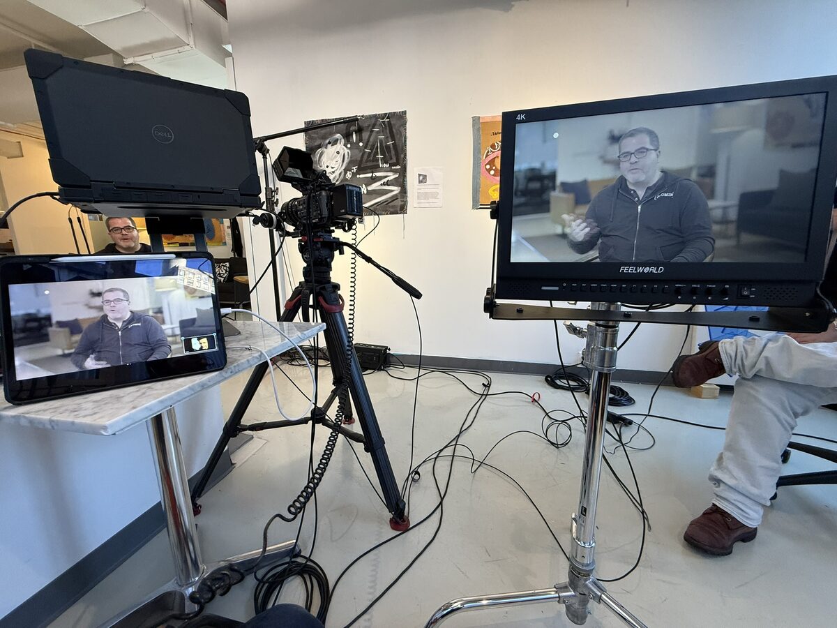 Camera and field monitors interview setup